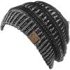 imageCC Trendy Warm Chunky Soft Stretch Cable Knit BeanieBlackMet Silver