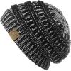imageCC Trendy Warm Chunky Soft Stretch Cable Knit BeanieBlackMet Silver