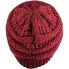 imageCC Trendy Warm Chunky Soft Stretch Cable Knit BeanieBurgundy Metallic