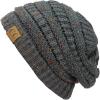 imageCC Trendy Warm Chunky Soft Stretch Cable Knit BeanieConfetti Dark Melange Gray