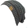 imageCC Trendy Warm Chunky Soft Stretch Cable Knit BeanieConfetti Dark Melange Gray