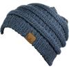 imageCC Trendy Warm Chunky Soft Stretch Cable Knit BeanieDark Denim Metallic