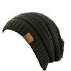 imageCC Trendy Warm Chunky Soft Stretch Cable Knit BeanieDark Olive