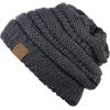 imageCC Trendy Warm Chunky Soft Stretch Cable Knit BeanieDk Melange Gray Metallic