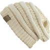 imageCC Trendy Warm Chunky Soft Stretch Cable Knit BeanieIvoryMet Gold