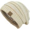 imageCC Trendy Warm Chunky Soft Stretch Cable Knit BeanieIvoryMet Gold
