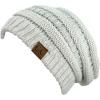 imageCC Trendy Warm Chunky Soft Stretch Cable Knit BeanieIvoryMet Silver