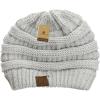 imageCC Trendy Warm Chunky Soft Stretch Cable Knit BeanieIvoryMet Silver