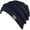 imageCC Trendy Warm Chunky Soft Stretch Cable Knit BeanieNavy Metallic