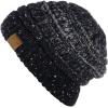 imageCC Trendy Warm Chunky Soft Stretch Cable Knit BeanieOmbre Black