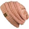 imageCC Trendy Warm Chunky Soft Stretch Cable Knit BeaniePeach Metallic