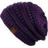 imageCC Trendy Warm Chunky Soft Stretch Cable Knit BeaniePurple Metallic