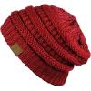 imageCC Trendy Warm Chunky Soft Stretch Cable Knit BeanieRed Metallic