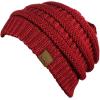 imageCC Trendy Warm Chunky Soft Stretch Cable Knit BeanieRed Metallic