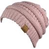 imageCC Trendy Warm Chunky Soft Stretch Cable Knit BeanieRose Metallic
