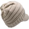 imageCC Trendy Warm Oversized Chunky Soft Oversized Ribbed Slouchy Knit Hat with Visor BrimBeige