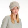 imageCC Trendy Warm Oversized Chunky Soft Oversized Ribbed Slouchy Knit Hat with Visor BrimBeige