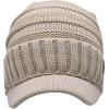 imageCC Trendy Warm Oversized Chunky Soft Oversized Ribbed Slouchy Knit Hat with Visor BrimBeige