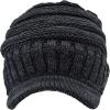 imageCC Trendy Warm Oversized Chunky Soft Oversized Ribbed Slouchy Knit Hat with Visor BrimBlack  Charcoal