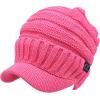 imageCC Trendy Warm Oversized Chunky Soft Oversized Ribbed Slouchy Knit Hat with Visor BrimCandy Pink
