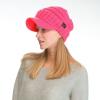 imageCC Trendy Warm Oversized Chunky Soft Oversized Ribbed Slouchy Knit Hat with Visor BrimCandy Pink