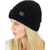 imageCC Unisex Chenille Soft Warm Stretchy Thick Cuffed Knit Beanie Cap HatBlack
