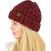 imageCC Unisex Chenille Soft Warm Stretchy Thick Cuffed Knit Beanie Cap HatBurgundy