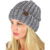 imageCC Unisex Chenille Soft Warm Stretchy Thick Cuffed Knit Beanie Cap HatLight Mel Grey