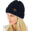 imageCC Unisex Chenille Soft Warm Stretchy Thick Cuffed Knit Beanie Cap HatNavy