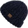 imageCC Unisex Chenille Soft Warm Stretchy Thick Cuffed Knit Beanie Cap HatNavy