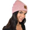 imageCC Unisex Soft Warm Acrylic Knit Cuffed Recycled Yarn BeanieHeather Bubble Berry