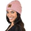imageCC Unisex Soft Warm Acrylic Knit Cuffed Recycled Yarn BeanieHeather Bubble Berry