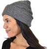 imageCC Unisex Soft Warm Acrylic Knit Cuffed Recycled Yarn BeanieHeather Charcoal