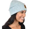 imageCC Unisex Soft Warm Acrylic Knit Cuffed Recycled Yarn BeanieHeather Mint