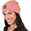 imageCC Unisex Soft Warm Acrylic Knit Cuffed Recycled Yarn BeanieHeather Strawberry