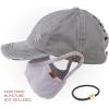 imageCC Washed Denim CrissCross Ponytail Cap Epoxy Button for face mask Face Mask not Included BT799Grey
