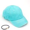 imageCC Washed Denim CrissCross Ponytail Cap Epoxy Button for face mask Face Mask not Included BT799Mint