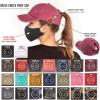 imageCC Washed Denim CrissCross Ponytail Cap Epoxy Button for face mask Face Mask not Included BT799Mint