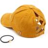 imageCC Washed Denim CrissCross Ponytail Cap Epoxy Button for face mask Face Mask not Included BT799Mustard