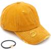 imageCC Washed Denim CrissCross Ponytail Cap Epoxy Button for face mask Face Mask not Included BT799Mustard