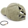 imageCC Washed Denim CrissCross Ponytail Cap Epoxy Button for face mask Face Mask not Included BT799Olive