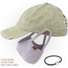 imageCC Washed Denim CrissCross Ponytail Cap Epoxy Button for face mask Face Mask not Included BT799Olive