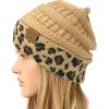 imageCC Winter Fall Trendy Chunky Stretchy Cable Knit Beanie HatLeopard Camel