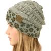 imageCC Winter Fall Trendy Chunky Stretchy Cable Knit Beanie HatLeopard Lt Melange Gray