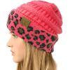imageCC Winter Fall Trendy Chunky Stretchy Cable Knit Beanie HatLeopard New Candy Pink