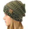 imageCC Winter Fall Trendy Chunky Stretchy Cable Knit Beanie HatLeopard New Olive