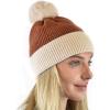 imageCC Winter Solid Dual Color Ribbed Knit Pom Cuff Beanie HatRust