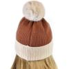 imageCC Winter Solid Dual Color Ribbed Knit Pom Cuff Beanie HatRust