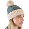 imageCC Winter Solid Dual Color Ribbed Knit Pom Cuff Beanie HatSteel Blue