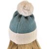 imageCC Winter Solid Dual Color Ribbed Knit Pom Cuff Beanie HatSteel Blue